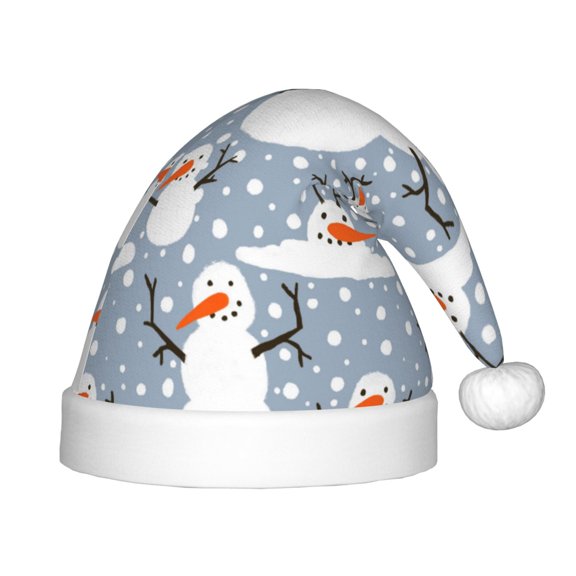 Naloa Happy Snowmen Snowfall Santa Hat for Kids Baby Christmas Hats,Girls Boys Toddler Plush Xmas Holiday Hat,Luxury Santa Claus Hat