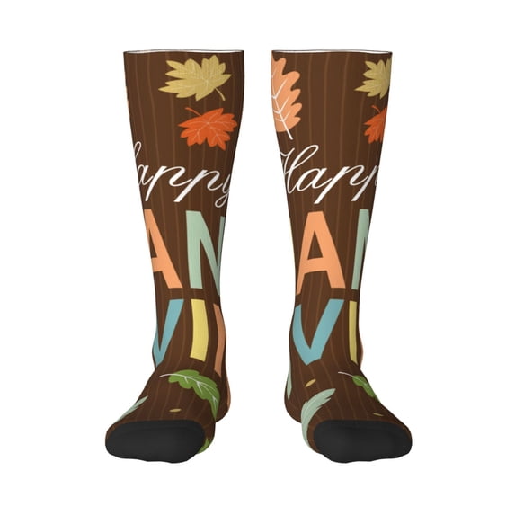 Naloa Happy Thanksgiving With Gnome Knee Socks, High Socks Long Stretchy Sock Women Knee High Stocking, Long Socks for Women