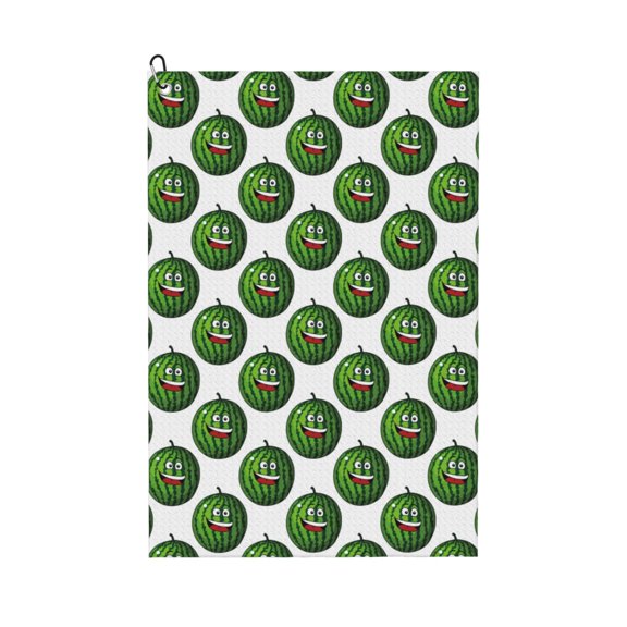 Naloa Happy Watermelon Golf Towel Golf Gift for Men and Women Golf Towel with Carabiner Clip to Quickly Remove Mud, Dirt and Sweat
