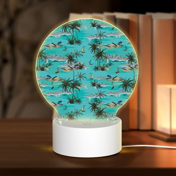 Naloa Hawaii Palms Acrylic LED Night Light Custom LED Lights Personalized Nightlight Customized Gifts for Family Couples Friends