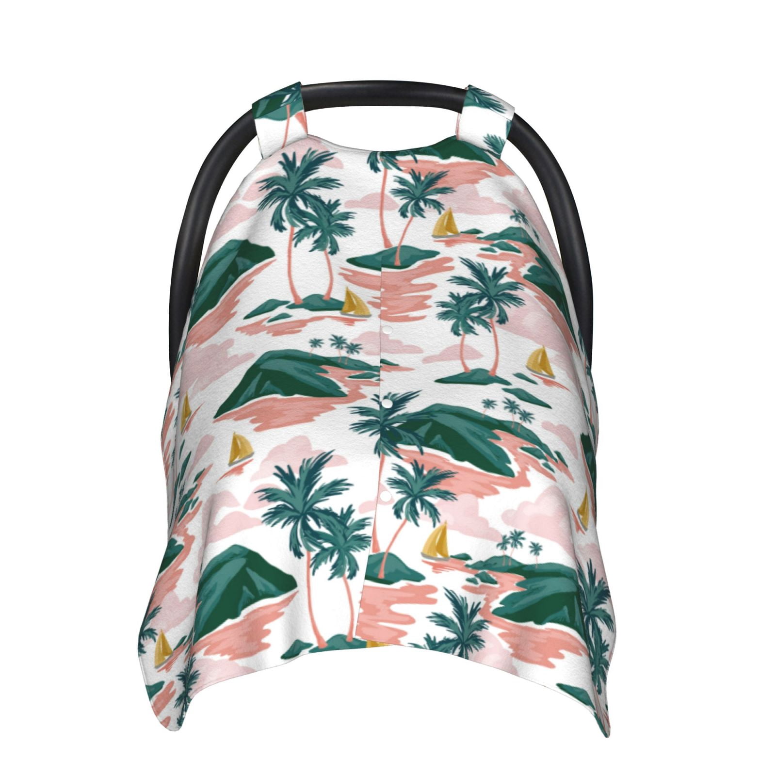 Naloa Hawaii Palms Baby Car Seat Cover, Breathable Baby Carrier Cover, Multiuse Baby Carrier Cover & Nursing Breastfeeding Cover