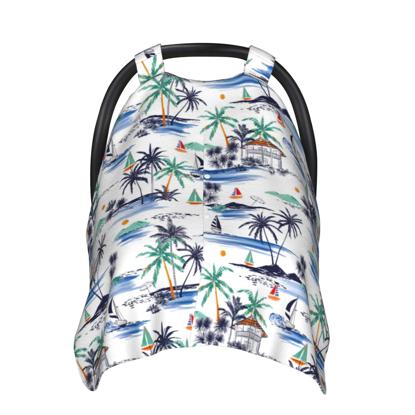 Naloa Hawaii Palms Baby Car Seat Cover, Breathable Baby Carrier Cover, Multiuse Baby Carrier Cover & Nursing Breastfeeding Cover