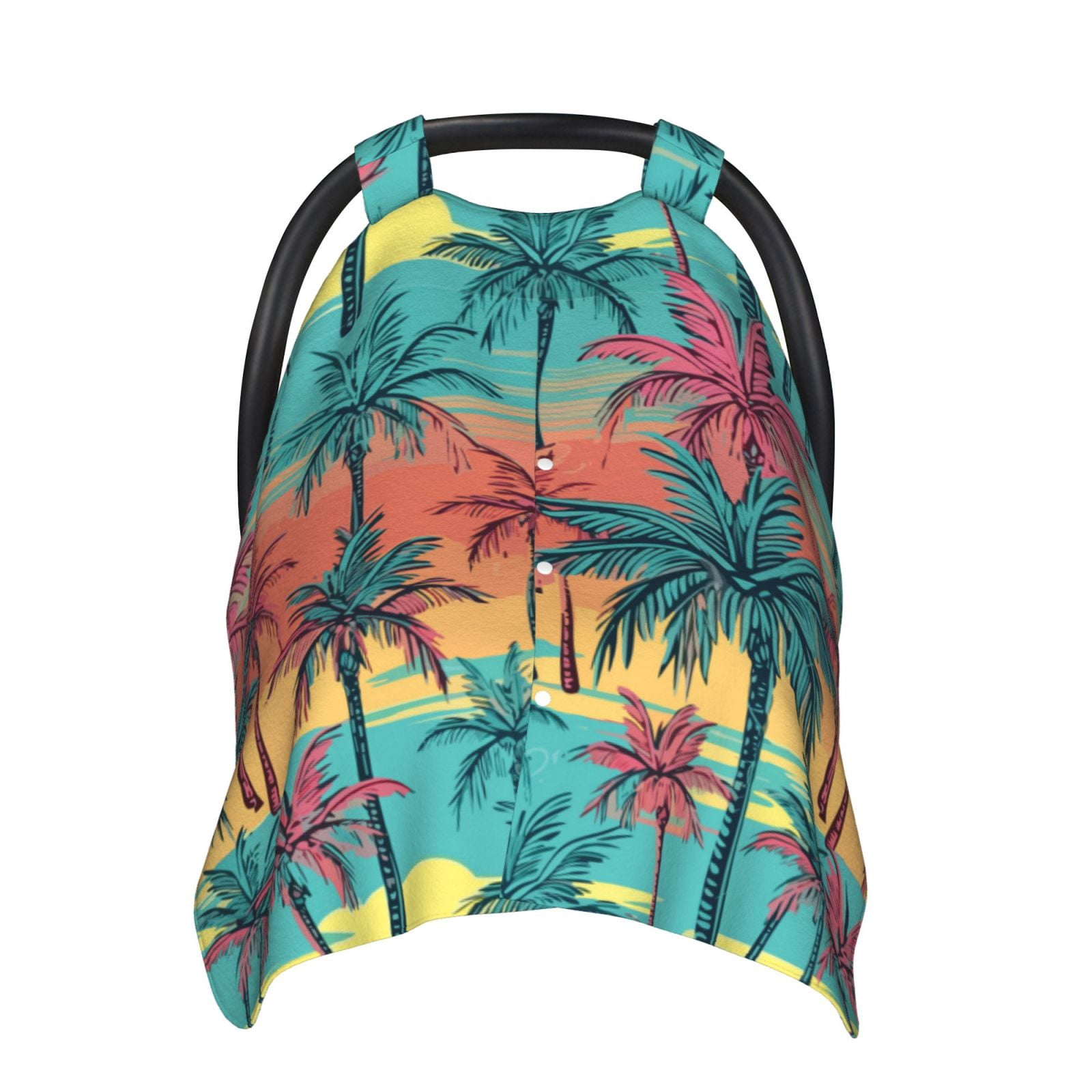 Naloa Hawaii Palms Baby Car Seat Cover, Breathable Baby Carrier Cover, Multiuse Baby Carrier Cover & Nursing Breastfeeding Cover