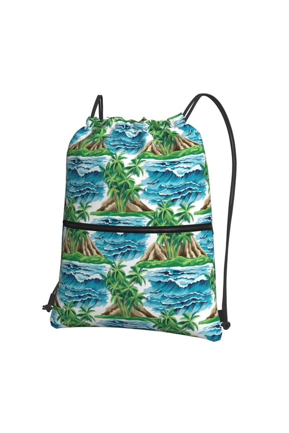 Hawaii Palms Drawstring Backpack String Bag Cinch Water Resistant for Gym Shopping Sport Yoga