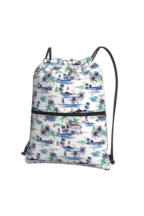 Hawaii Palms Drawstring Backpack String Bag Cinch Water Resistant for Gym Shopping Sport Yoga