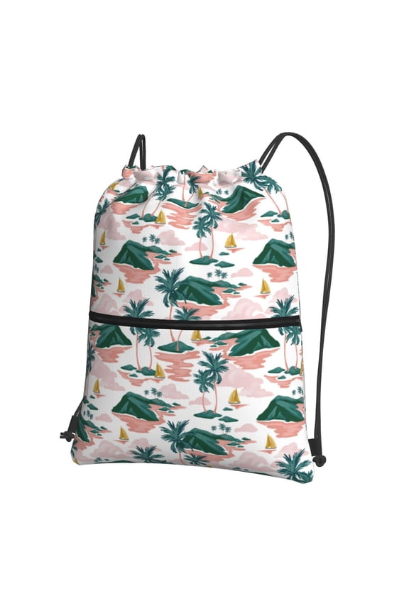 Hawaii Palms Drawstring Backpack String Bag Cinch Water Resistant for Gym Shopping Sport Yoga