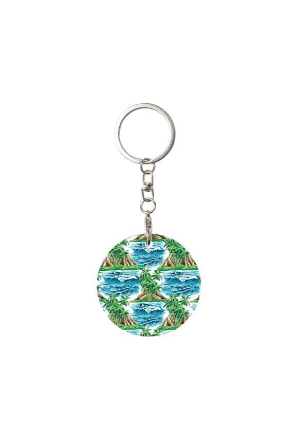 Hawaii Palms Print Round Keychain Keychain Key Ring, Key Tag, Key Chain Bulk for Gift Accessories (Round)