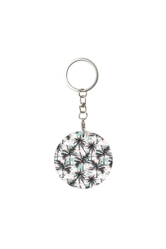 Hawaii Palms Print Round Keychain Keychain Key Ring, Key Tag, Key Chain Bulk for Gift Accessories (Round)