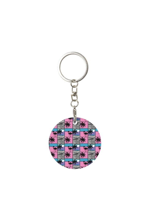 Hawaii Palms Print Round Keychain Keychain Key Ring, Key Tag, Key Chain Bulk for Gift Accessories (Round)