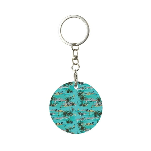 Naloa Hawaii Palms Print Round Keychain Keychain Key Ring, Key Tag, Key Chain Bulk for Gift Accessories (Round)