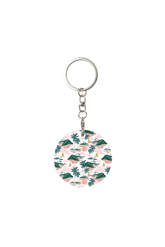 Naloa Hawaii Palms Print Round Keychain Keychain Key Ring, Key Tag, Key Chain Bulk for Gift Accessories (Round)
