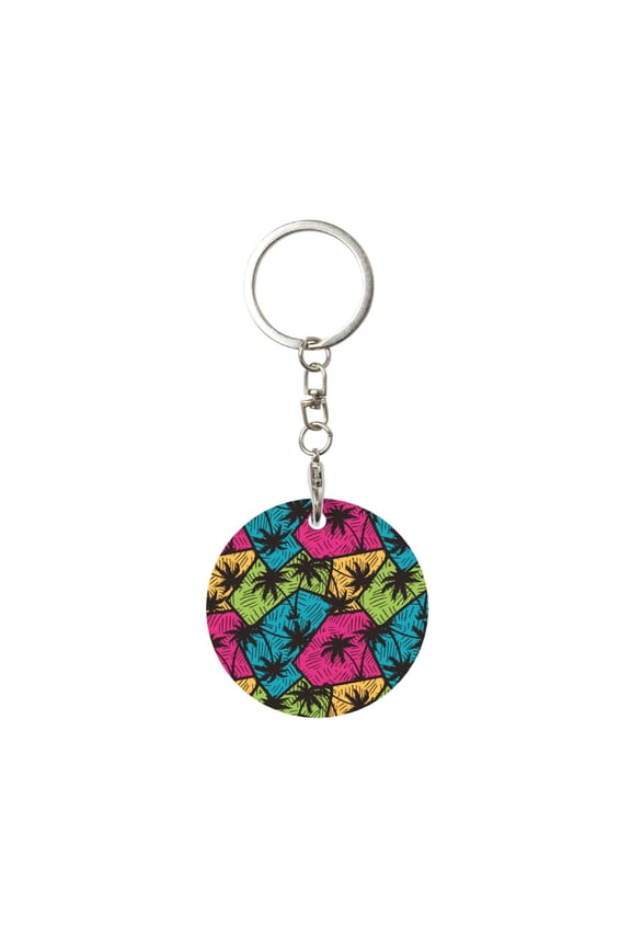 Naloa Hawaii Palms Print Round Keychain Keychain Key Ring, Key Tag, Key Chain Bulk for Gift Accessories (Round)