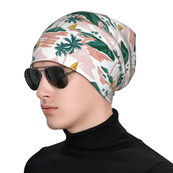 Naloa Hawaii Palms Soft Beanie Hat, Knit Beanie Daily Beanie in Fine Knit for Women Men Winter Travel, Outdoor