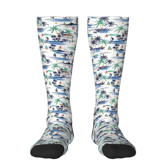 Naloa Hawaii Palms Thigh High Socks Extra Long Stretchy Sock Women Over Knee High Opaque Stocking Daily Wear
