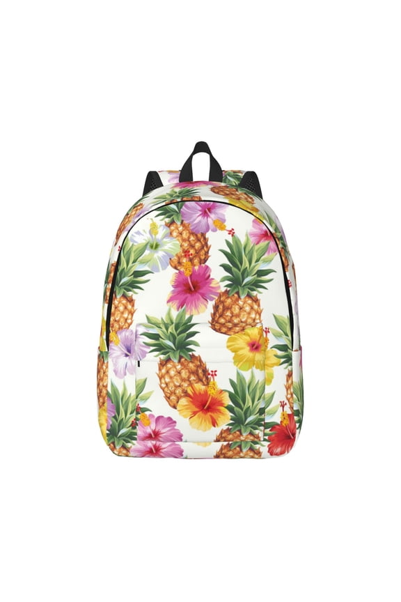 Hawaiian Pineappl Canvas Backpack for Men Women Rucksack Casual Travel Daypack College Tote Satchel Bookbag for Teens-Small