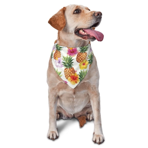 Naloa Hawaiian Pineappl Dog Bandanas 1PC Washable Triangle Dog Scarfs Premium Durable Fabric, for Small Medium Large Dogs and Cats