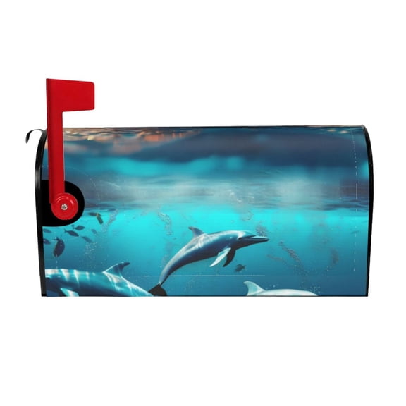 Naloa Hawaiian Ship Dolphin Mailbox Covers Magnetic Post Box Cover Post Letter Box Cover Garden Decor-25.5x21 in