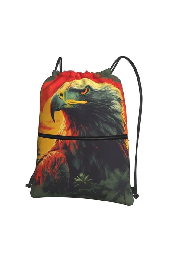 Hawaiian Style Bald Eagle Drawstring Backpack String Bag Cinch Water Resistant for Gym Shopping Sport Yoga