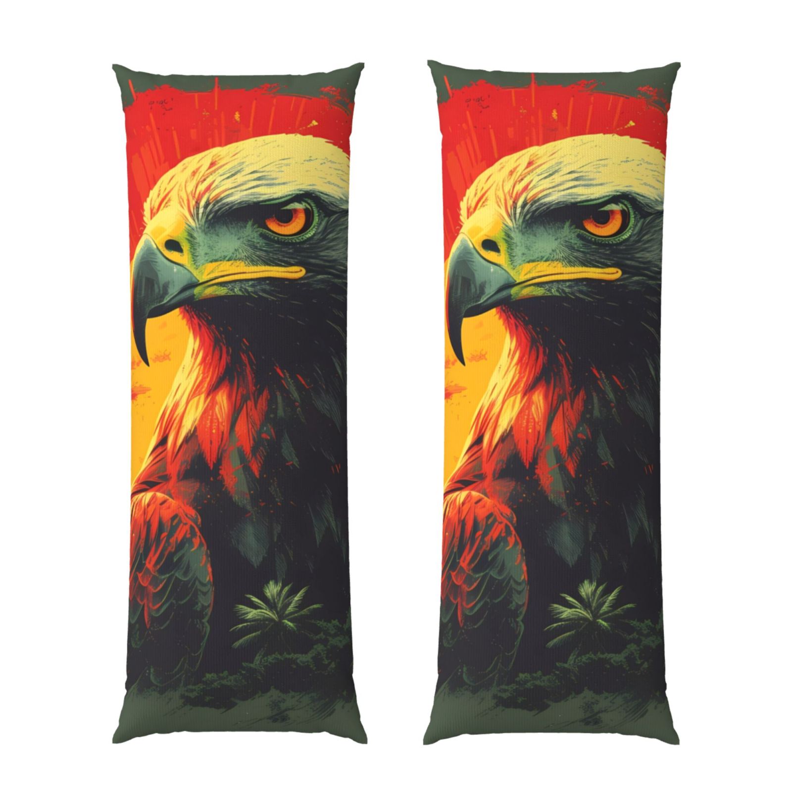 Naloa Hawaiian Style Bald Eagle Super Soft 20x60 Body Pillow Case,Long Side Hidden Zipper（PILLOWS ARE NOT INCLUDED）