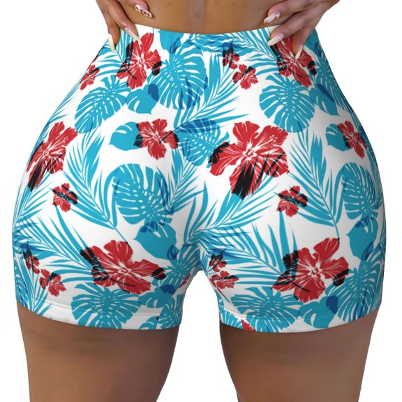 Naloa Hawaiian Style Biker Shorts for Women Seamless Scrunch Short Women’s Yoga Shorts for Gym Running Sport Shorts - Large