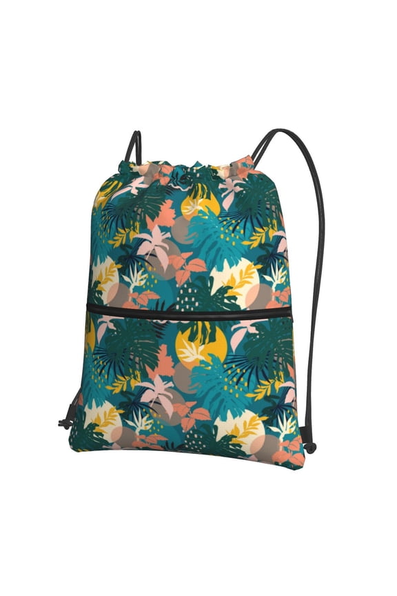 Hawaiian Style Drawstring Backpack String Bag Cinch Water Resistant for Gym Shopping Sport Yoga