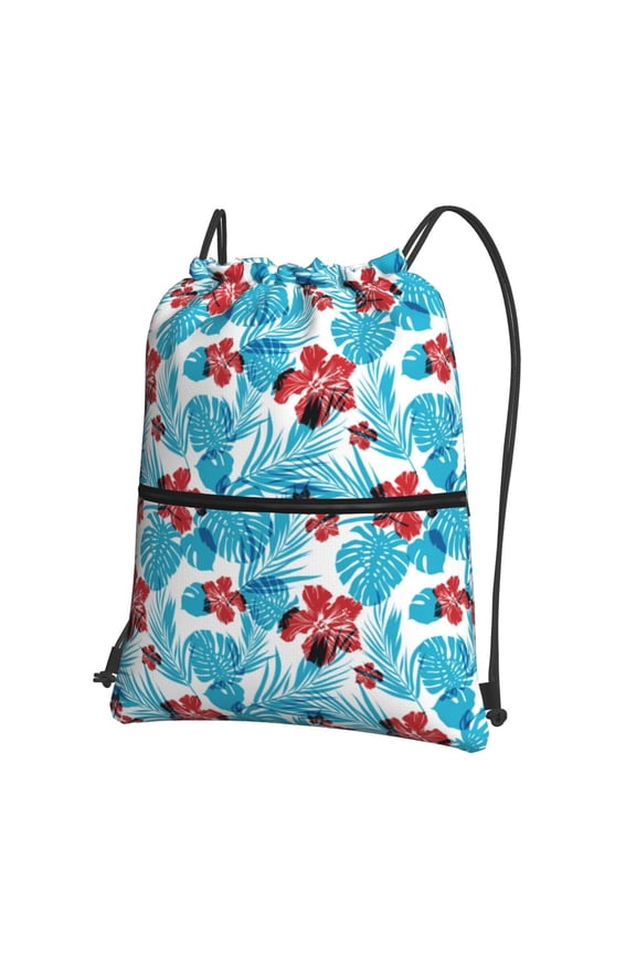Hawaiian Style Drawstring Backpack String Bag Cinch Water Resistant for Gym Shopping Sport Yoga