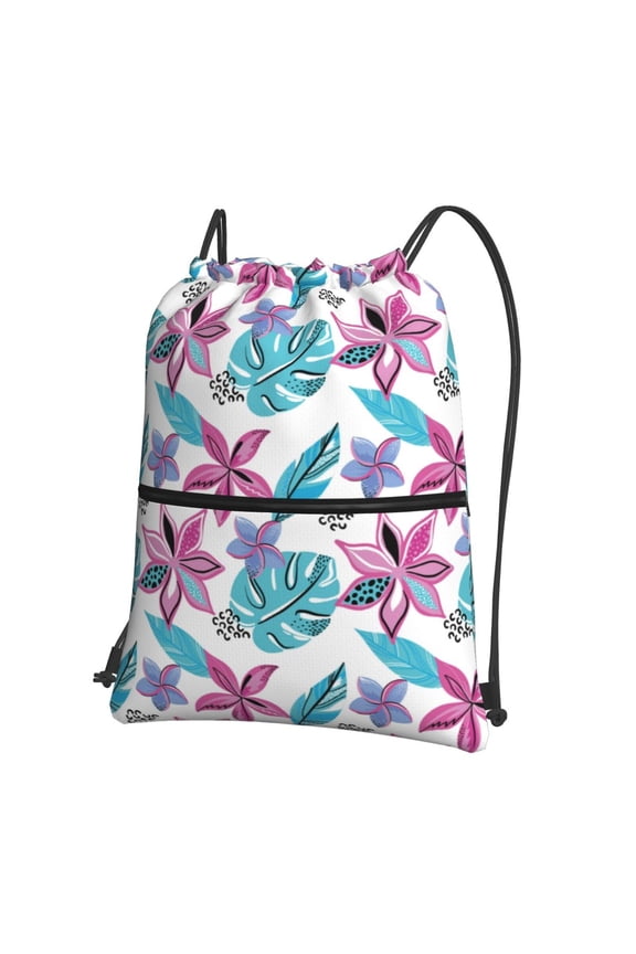 Hawaiian Style Drawstring Backpack String Bag Cinch Water Resistant for Gym Shopping Sport Yoga