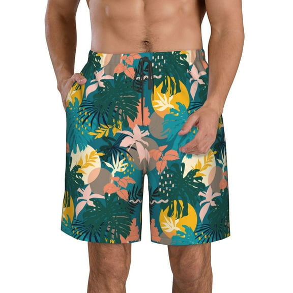 Naloa Hawaiian Style Men's Beach Shorts, Surfing shorts, Swim trunks, Quick Dry Swim Trunks for Surfing Beach Fun - Large