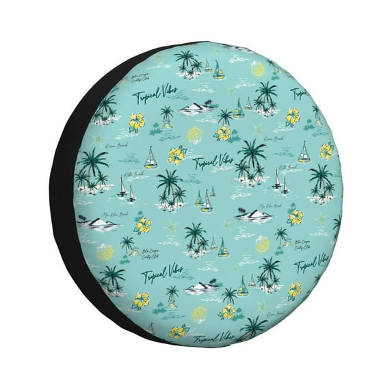 Naloa Hawaiian Style PVC Leather Spare Tire Wheel Cover for Car Truck SUV Camper Trailer Universal Fit many size14 inch