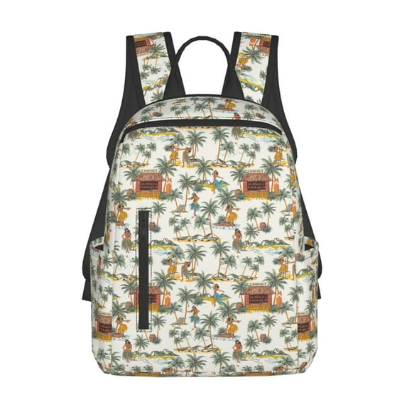 Naloa Hawaiian Style Print Lightweight DayBackpack Suitable for school, work, shopping, travel, etc.