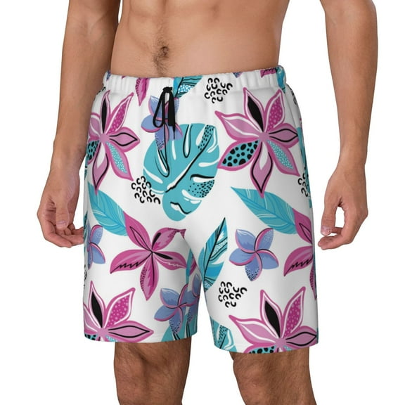 Naloa Hawaiian Style Print Men Swim Trunks with Compression Liner ,Board Shorts,Men's Swim Shorts with Drawstring and Elastic Waistband-XX-Large