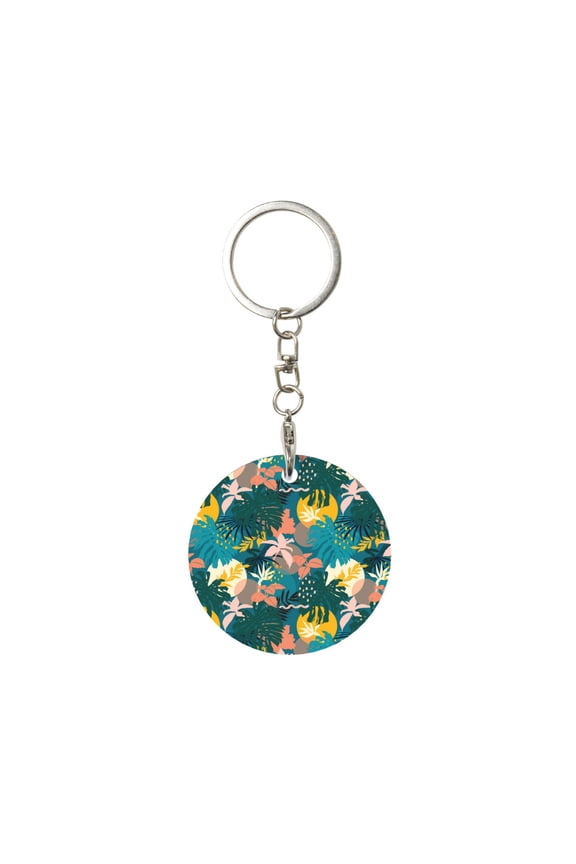 Naloa Hawaiian Style Print Round Keychain Keychain Key Ring, Key Tag, Key Chain Bulk for Gift Accessories (Round)