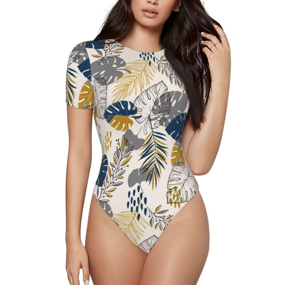 Naloa Hawaiian Style Women's Short-Sleeved Onesie, One-Piece Swimsuit for Parties, dates, clubs - XX-Large