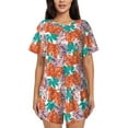 thumbnail image 1 of Naloa Hawaiian Style Women's Short-Sleeved Pajama Set, Loungewear, Summer pajamas, Breathable Cozy - Small, 1 of 9