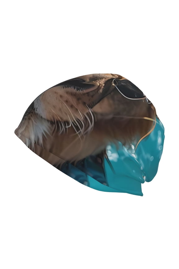 Hawaiian Swimming Lion Beanie for Men Women Knitted Unisex Winter Hat Beanies Cap Knit Cuffed Beanies Hats