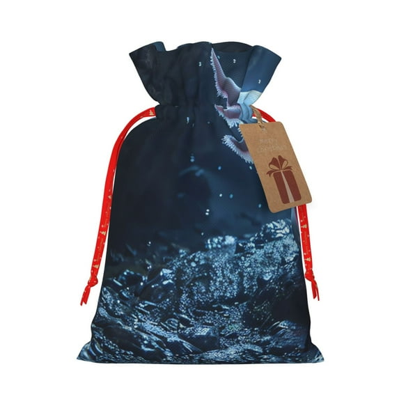 Naloa Heart Axolotl Drawstring Christmas Bags, 3D Xmas Gift Bags, Christmas Wrapping Bags, Xmas Goodie Bags, Treat Pouch Bags, Party Favor Bags-Small