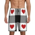 thumbnail image 1 of Naloa Heart Black Buffalo Plaid Gingham Men's Short Pajama Pants, Lounge Comfort Shorts with Elasticized Waistband and Side Pockets - 3X-Large, 1 of 9