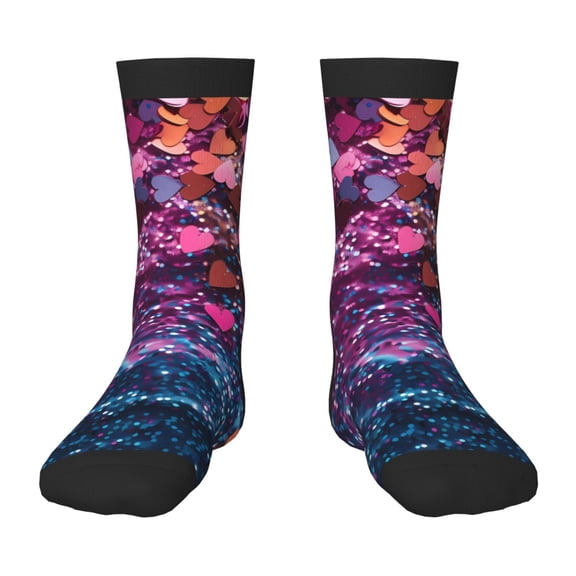 Naloa Heart Confetti on Glitter Kids Socks Unisex Kids and Toddlers' Crew Socks, ,1 Pairs