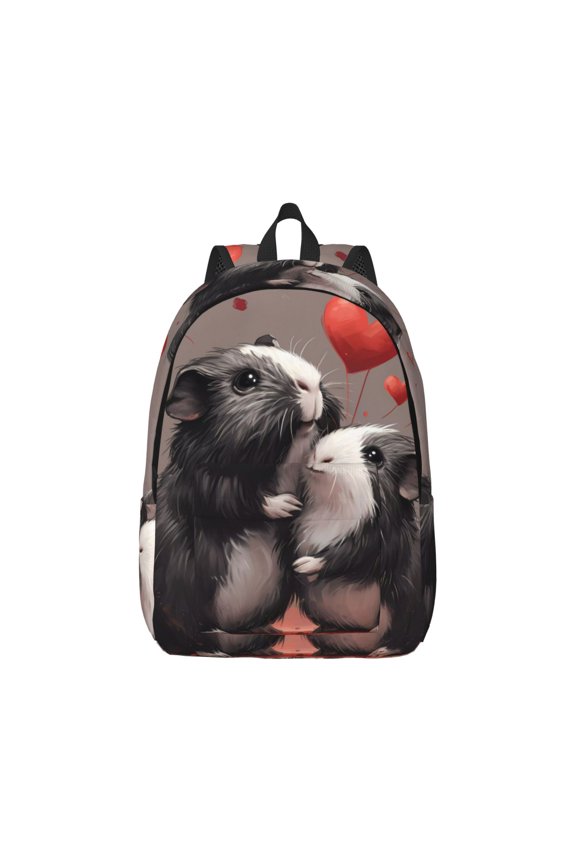 Heart Guinea Pig Couple Canvas Backpack for Men Women Rucksack Casual Travel Daypack College Tote Satchel Bookbag for Teens-Small