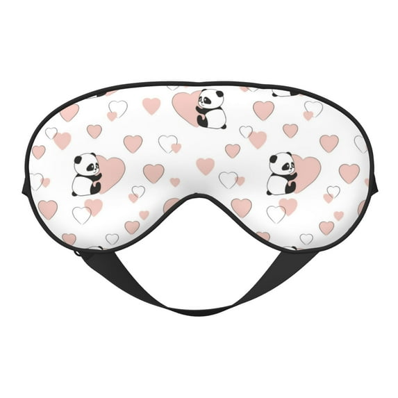 Naloa Heart Panda Print Sleep Mask for Sleeper, Light Blocking Sleeping Eye Mask for Women Men, Eye Shade with Adjustable Strap for Travel, Nap,Meditation