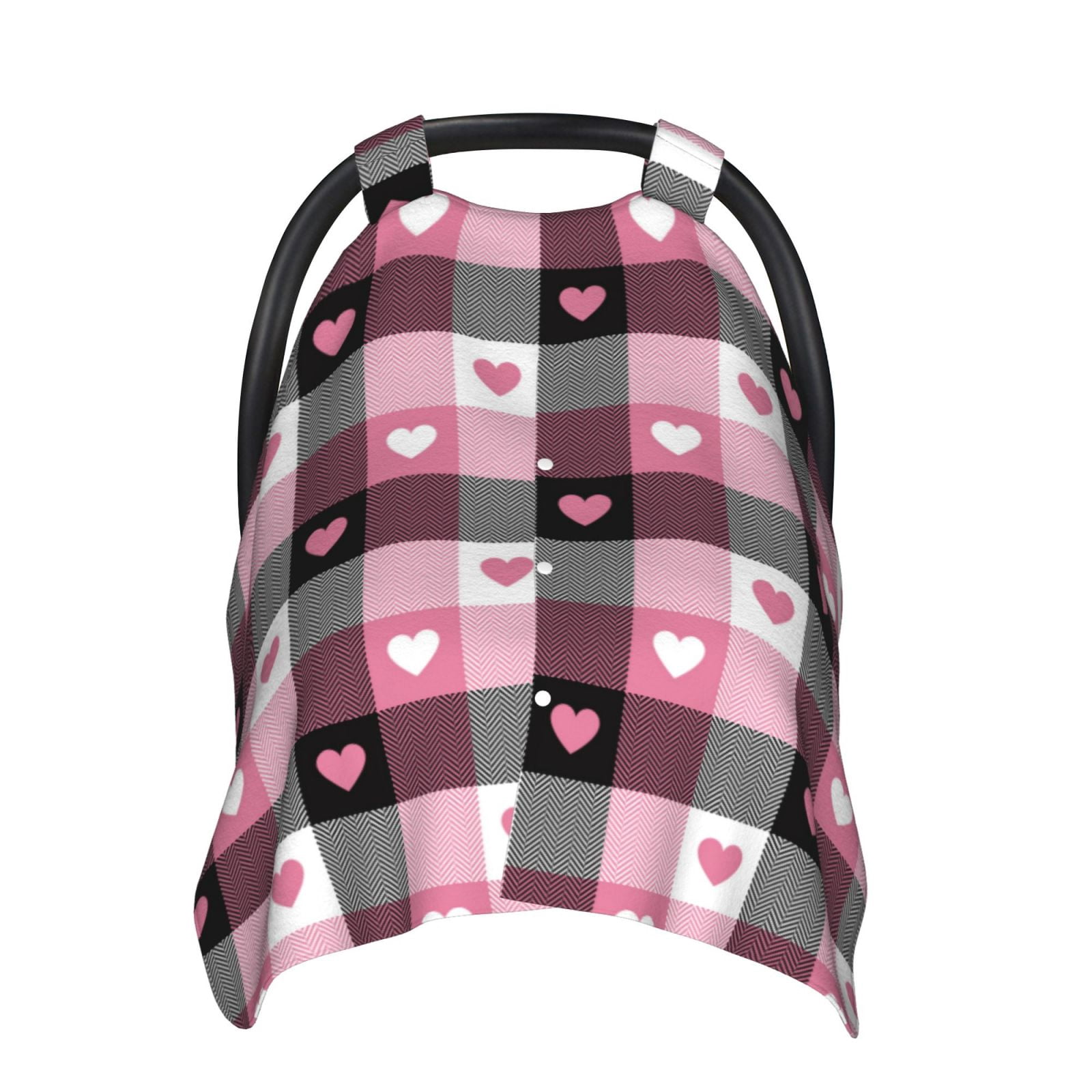 Naloa Heart Plaid Baby Car Seat Cover, Breathable Baby Carrier Cover, Multiuse Baby Carrier Cover & Nursing Breastfeeding Cover