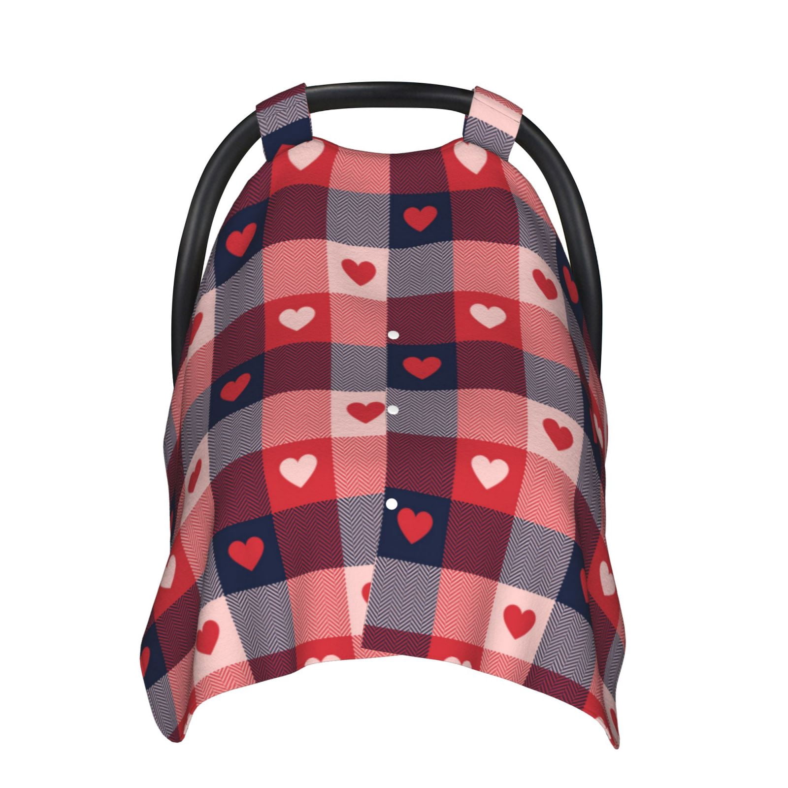Naloa Heart Plaid Baby Car Seat Cover, Breathable Baby Carrier Cover, Multiuse Baby Carrier Cover & Nursing Breastfeeding Cover