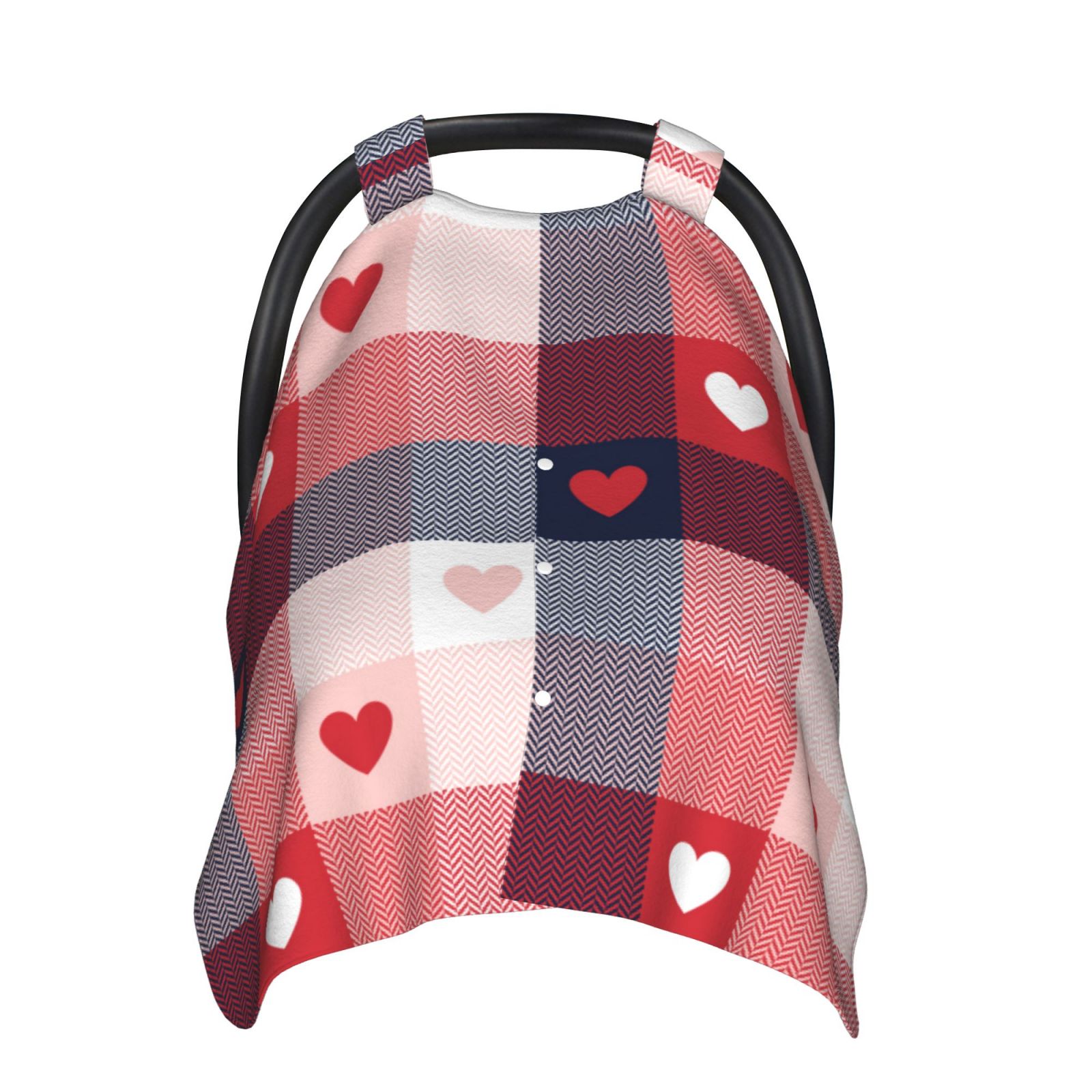 Naloa Heart Plaid Baby Car Seat Cover, Breathable Baby Carrier Cover, Multiuse Baby Carrier Cover & Nursing Breastfeeding Cover