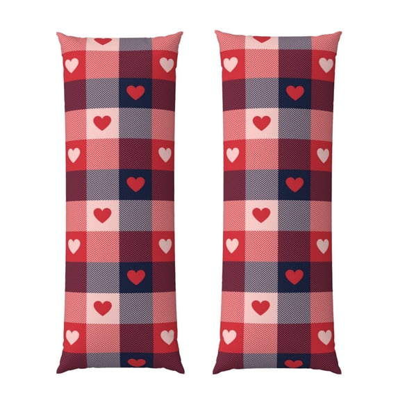 Naloa Heart Plaid Super Soft 20x60 Body Pillow Case,Long Side Hidden Zipper(PILLOWS ARE NOT INCLUDED)
