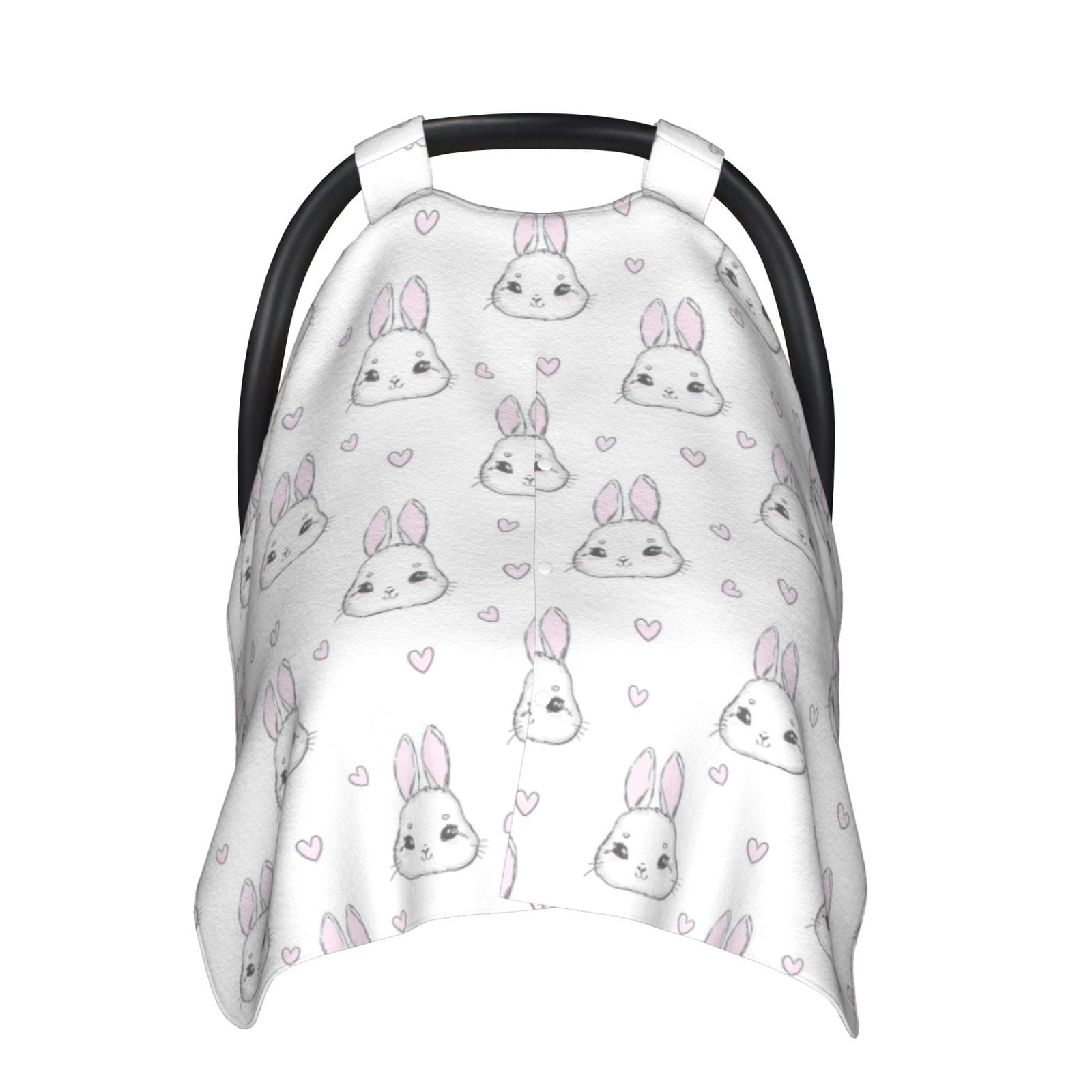 Naloa Heart Rabbit Baby Car Seat Cover, Breathable Baby Carrier Cover, Multiuse Baby Carrier Cover & Nursing Breastfeeding Cover