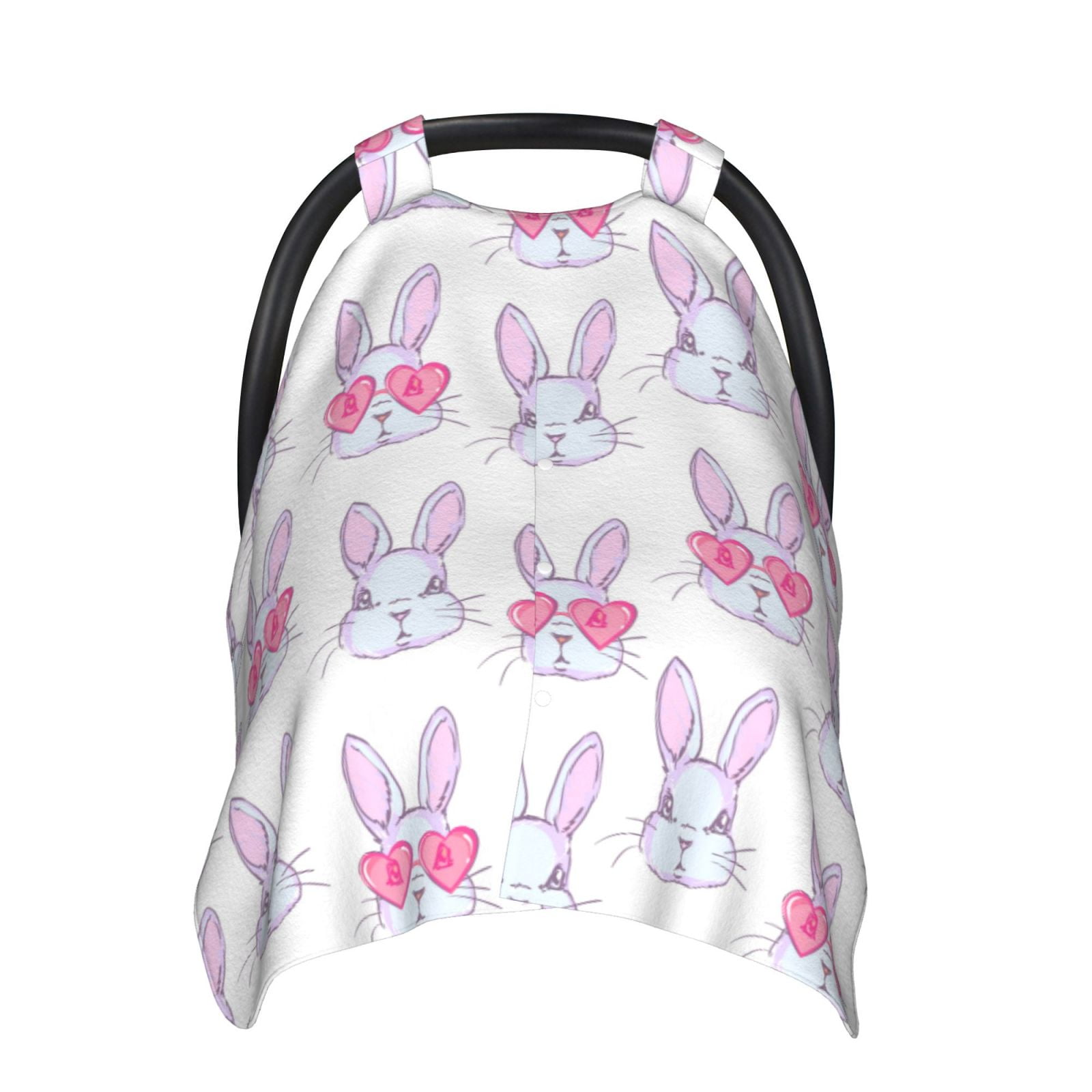 Naloa Heart Rabbit Baby Car Seat Cover, Breathable Baby Carrier Cover, Multiuse Baby Carrier Cover & Nursing Breastfeeding Cover