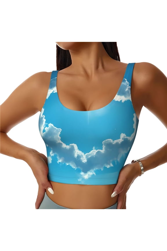 Heart Shaped Cloud Sports Bras for Women,Sports Bras for Women High Support with Removable Pads-Large