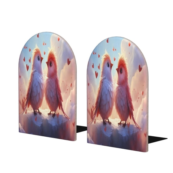 Naloa Heart Sky Bird Couple 2 Pcs Bookend Large Capacity Office Book Ends for Home Office Library School Study Decoration