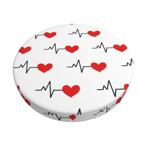Naloa Heartbeat Symbol Round Bar Stool Cushion Cover 12-14 inch, Fits Kitchen, Office, Restaurant Chairs - 13 inch