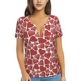 thumbnail image 1 of Naloa Hearts Print T-Shirts Short Sleeve V Neck Tees for Women Fashion Tops Trendy Lightweight Soft Casual Summer Outfits Clothes, 1 of 5